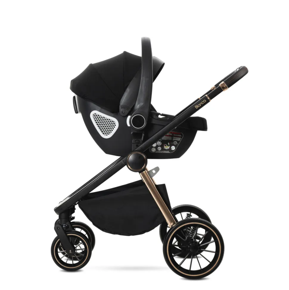 Poussette trio bianca - nacelle + coque aria lux noir