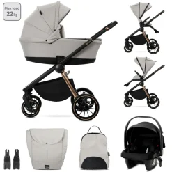 Poussette trio bianca - nacelle + coque aria lux beige
