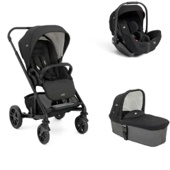 Poussette trio chrome shale + siège auto i-level pro eclipse + nacelle chrome shale noir
