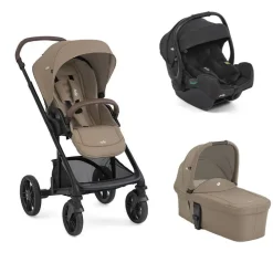 Poussette trio chrome 2 + siège auto i-gemm 3 raven + nacelle chrome 2 cashew