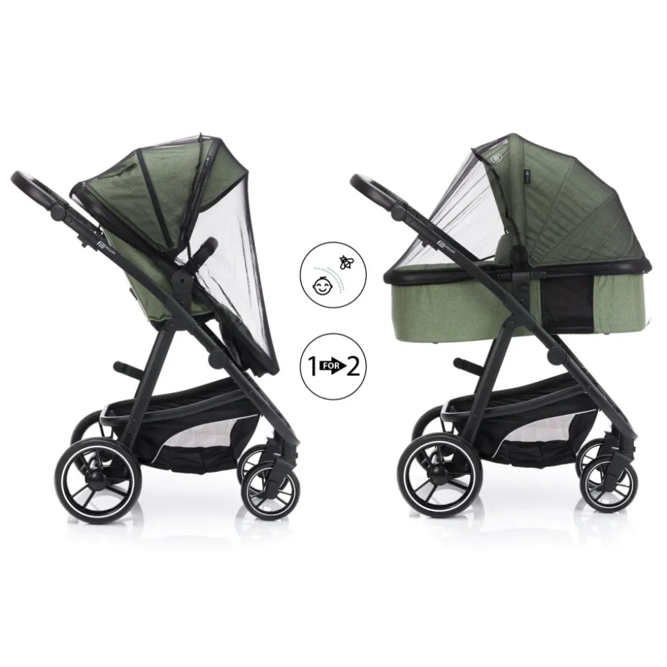 Poussette trio combinée 3en1 jaguar vert chiné