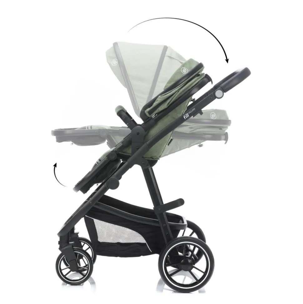 Poussette trio combinée 3en1 jaguar vert chiné