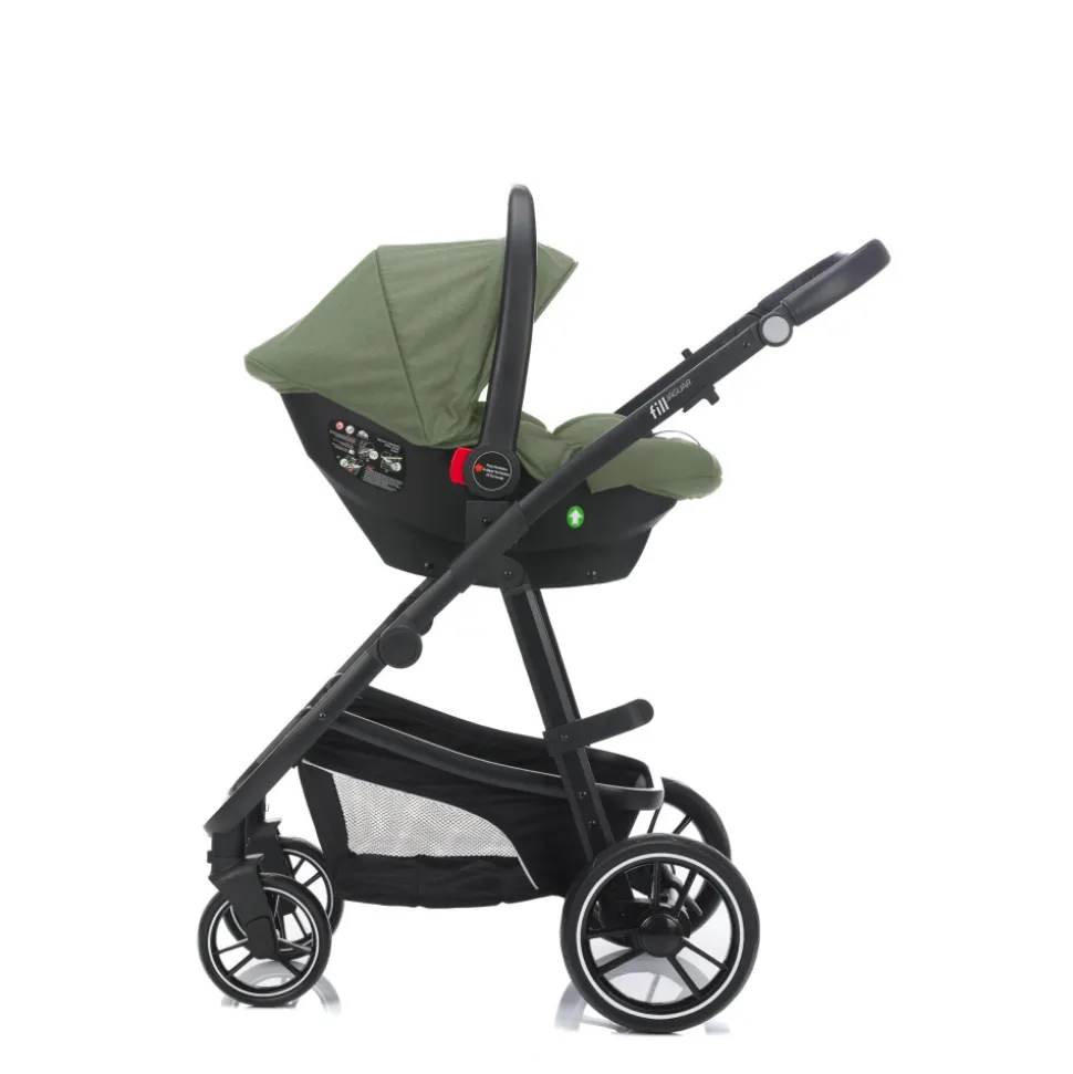Poussette trio combinée 3en1 jaguar vert chiné