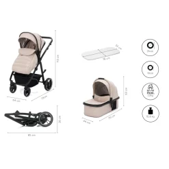 Poussette trio combinée 3en1 jaguar beige chiné
