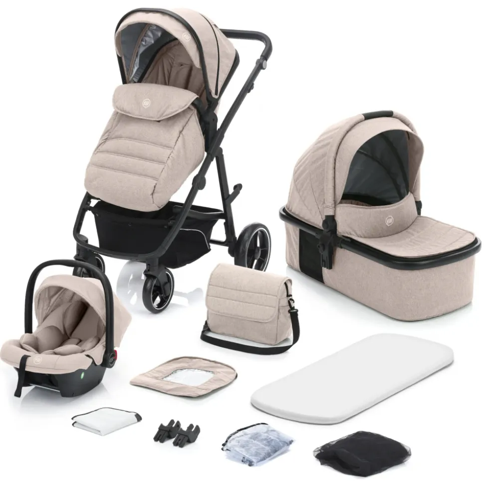 Poussette trio combinée 3en1 jaguar beige chiné