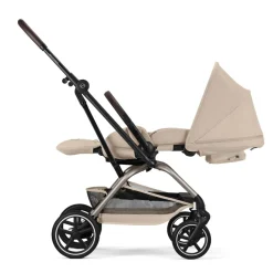 Poussette trio eezy s twist+ 2 pivotante almond beige avec nacelle cot s et siège auto cloud t i-size tissu plus