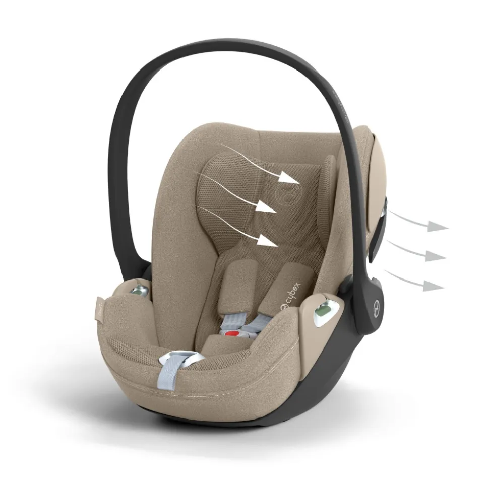 Poussette trio eezy s twist+ 2 pivotante almond beige avec nacelle cot s et siège auto cloud t i-size tissu plus