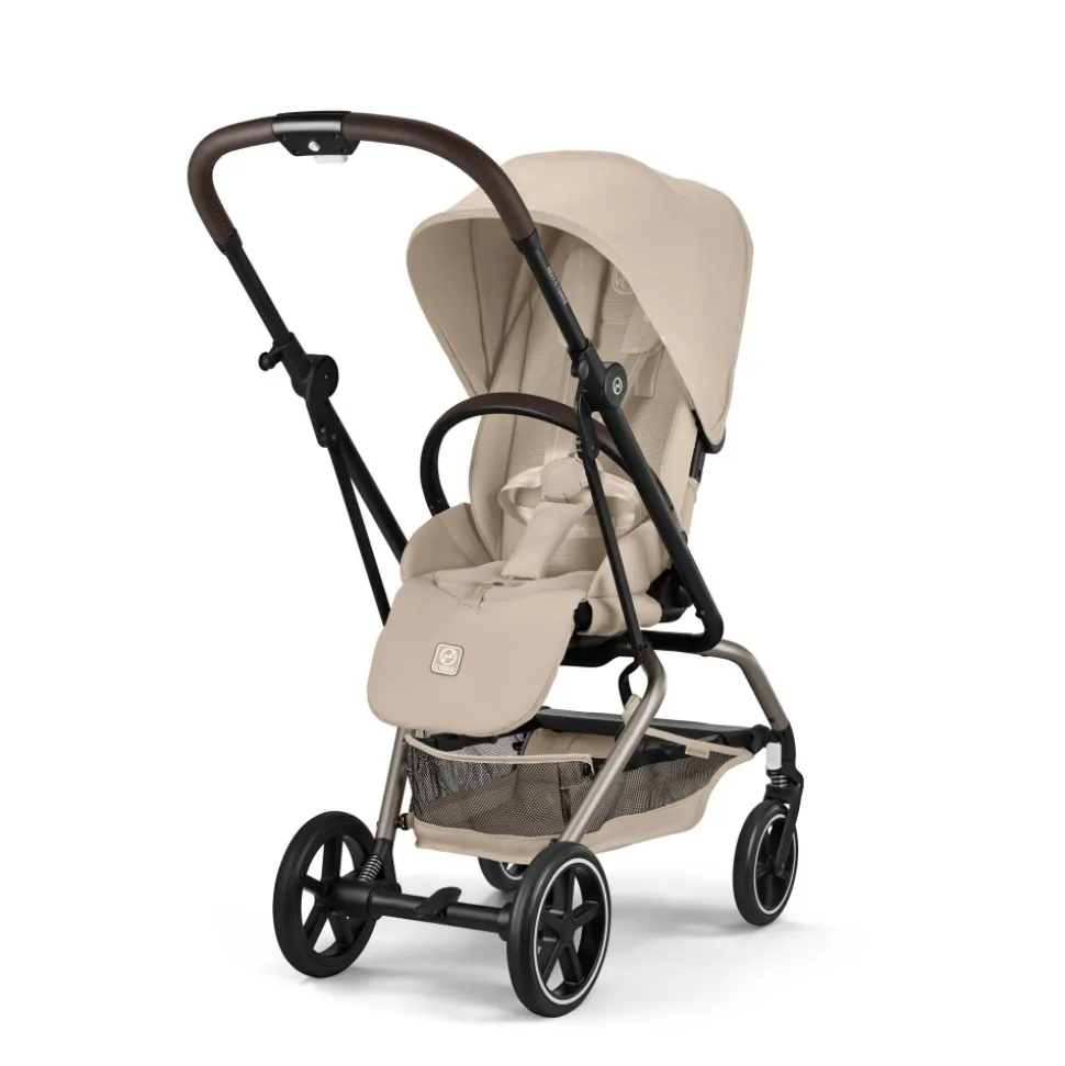 Poussette trio eezy s twist+ 2 pivotante almond beige avec nacelle cot s et siège auto cloud t i-size tissu plus