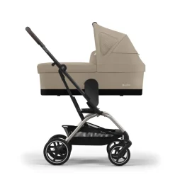 Poussette trio eezy s twist+ 2 pivotante almond beige avec nacelle cot s et siège auto cloud t i-size tissu plus