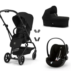 Poussette trio eezy s twist+ 2 pivotante magic black avec nacelle cot s et siège auto cloud g3 i-size tissu plus