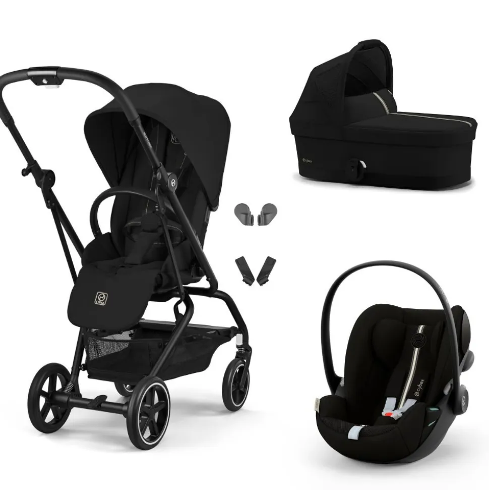Poussette trio eezy s twist+ 2 pivotante magic black avec nacelle cot s et siège auto cloud g3 i-size tissu plus