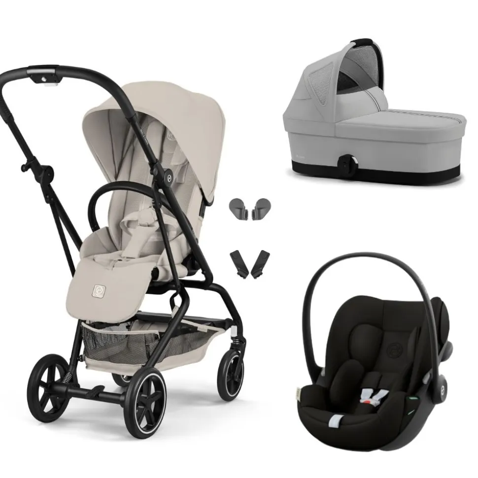 Poussette trio eezy s twist+ 2 pivotante dune grey avec nacelle cot s et siège auto cloud g i-size