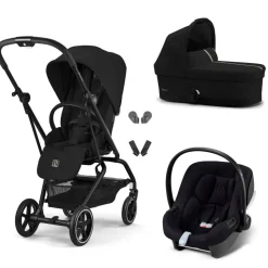 Poussette trio eezy s twist+ 2 pivotante magic black avec nacelle cot s et siège auto aton b2 i-size