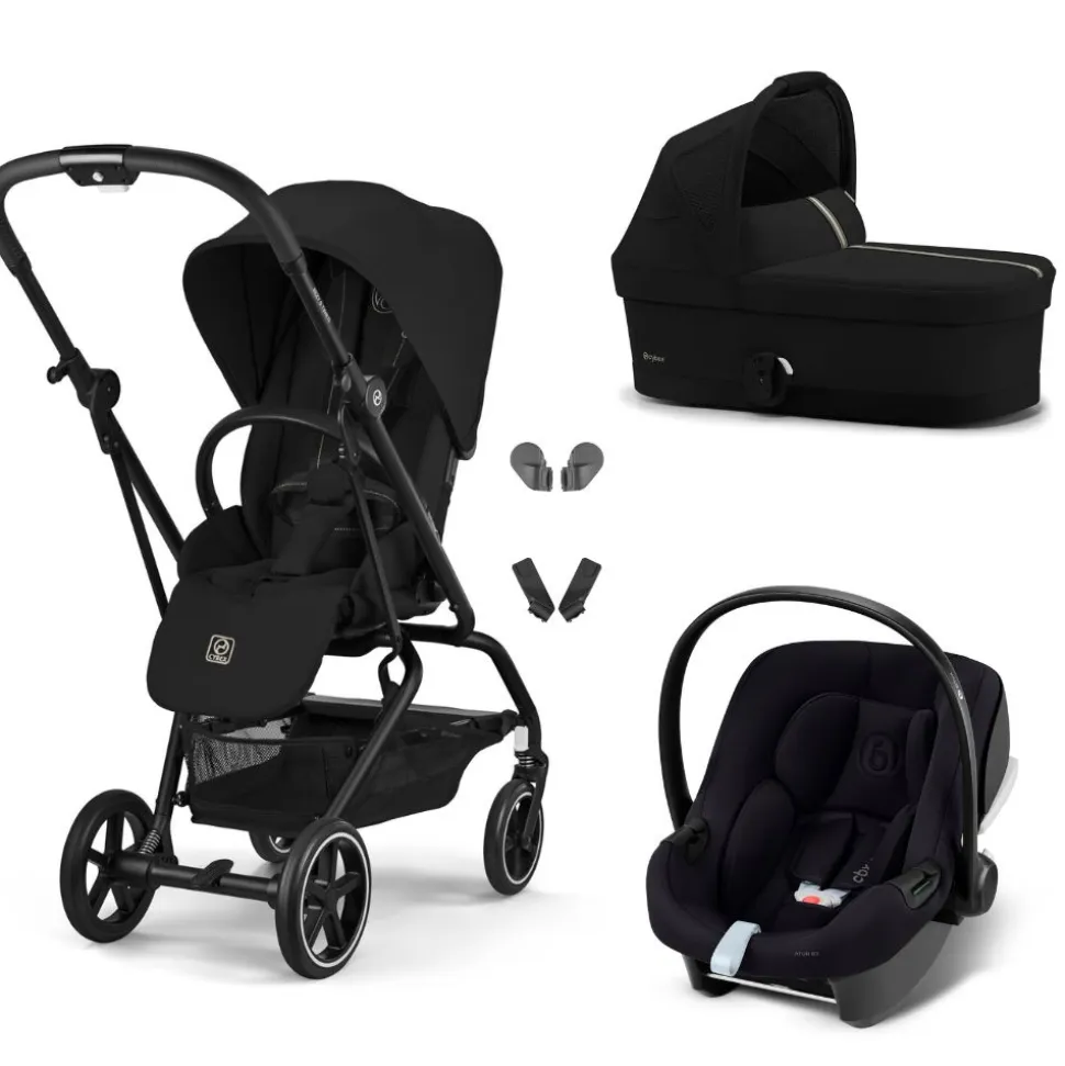 Poussette trio eezy s twist+ 2 pivotante magic black avec nacelle cot s et siège auto aton b2 i-size