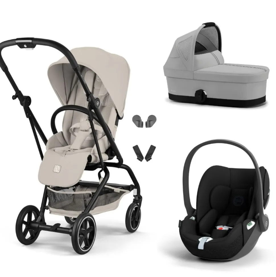 Poussette trio eezy s twist+ 2 pivotante dune grey avec nacelle cot s et siège auto cloud t i-size
