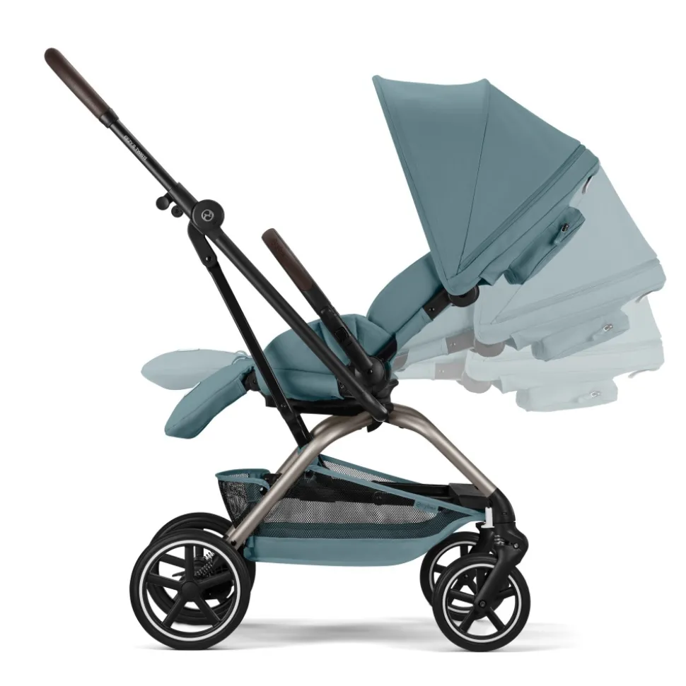 Poussette trio eezy s twist+ 2 pivotante stormy blue avec nacelle cot s et siège auto aton b2 i-size