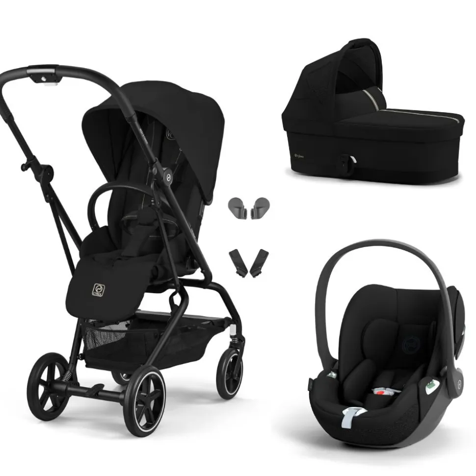 Poussette trio eezy s twist+ 2 pivotante magic black avec nacelle cot s et siège auto cloud t i-size