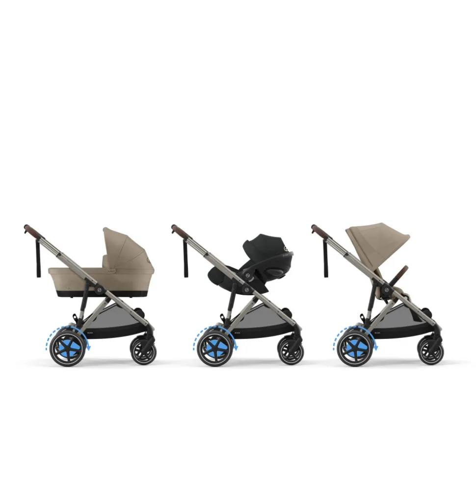 Poussette trio e-gazelle s almond beige + siège auto aton b2 i-size + nacelle s