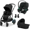 Poussette trio e-gazelle s moon black + siège auto aton b2 i-size + nacelle s