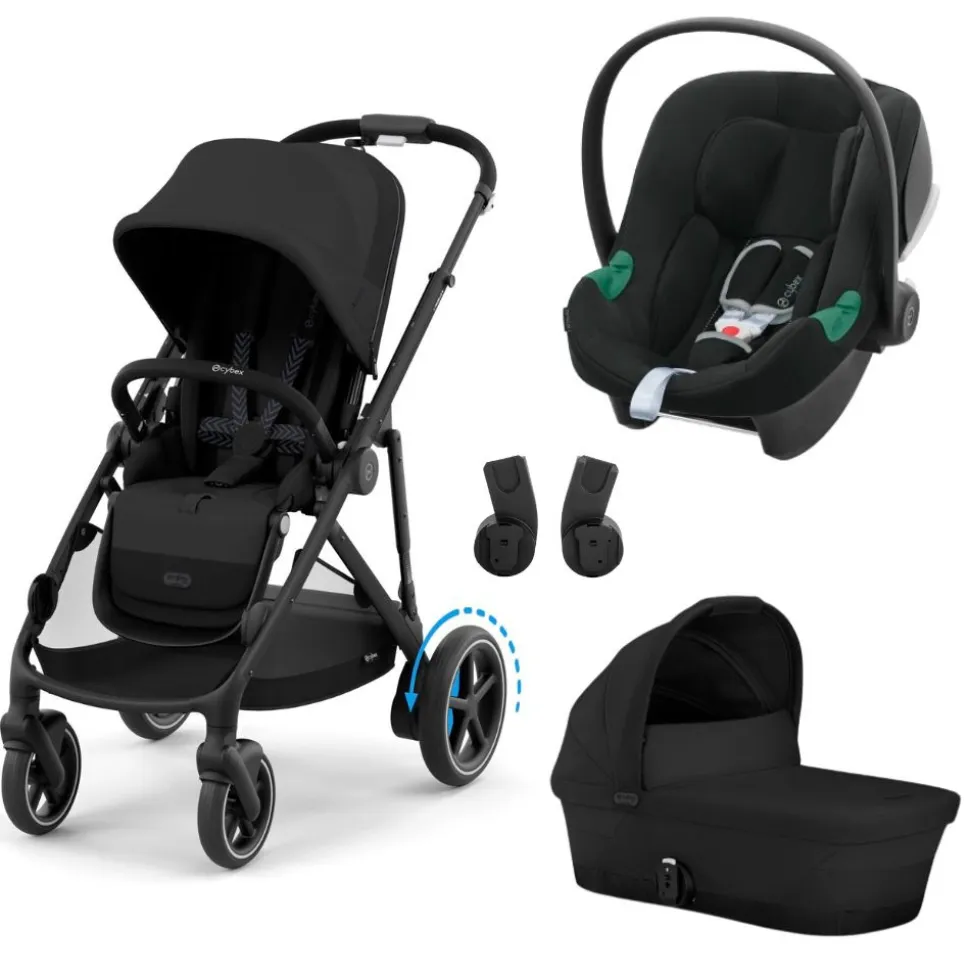 Poussette trio e-gazelle s moon black + siège auto aton b2 i-size + nacelle s