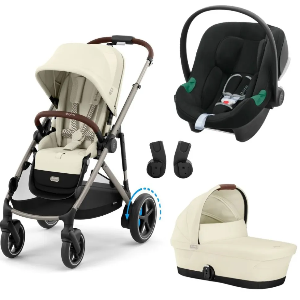 Poussette trio e-gazelle s seashell beige + siège auto aton b2 i-size + nacelle s