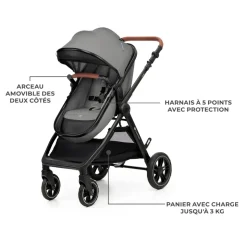 Poussette trio esme pro 3 en 1 gris