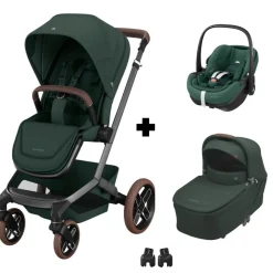 Poussette trio fame + siège auto pebble 360 pro 2 + nacelle fame green