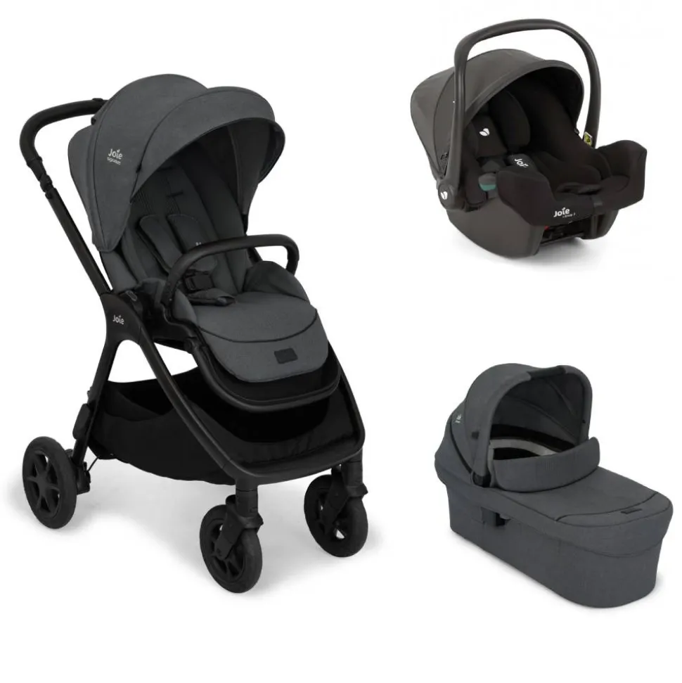 Poussette trio finiti signature ebony + siège auto i-snug 2 shale noir + nacelle ramble signature xl ebony gris