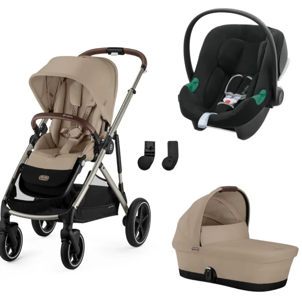 Poussette trio gazelle s almond beige + siège auto aton b2 i-size + nacelle s