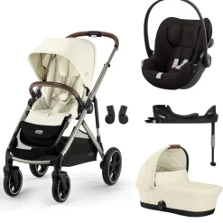 Poussette trio gazelle s seashell beige + siège auto cloud g i-size + nacelle s + base g