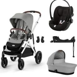 Poussette trio gazelle s stone grey + siège auto cloud g i-size + nacelle s + base g