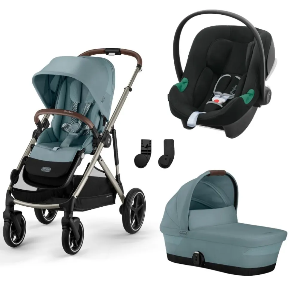 Poussette trio gazelle s stormy blue + siège auto aton b2 i-size + nacelle s
