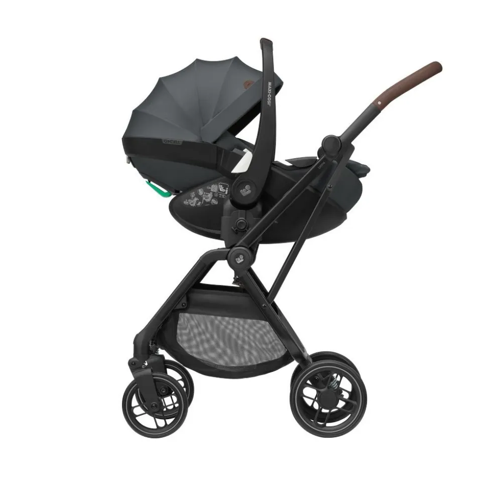 Poussette trio leona 2 + siège auto pebble 360 + nacelle sense graphique