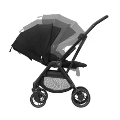 Poussette trio leona 2 + siège auto pebble 360 + nacelle sense black