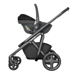 Poussette trio leona 2 + siège auto pebble 360 + nacelle sense black