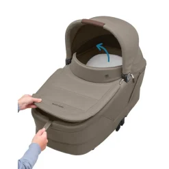 Poussette trio leona 2 truffle + siège auto pebble 360 black + nacelle sense truffle