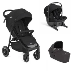 Poussette trio litetrax shale + siège auto sprint eclipse + nacelle ramble shale noir