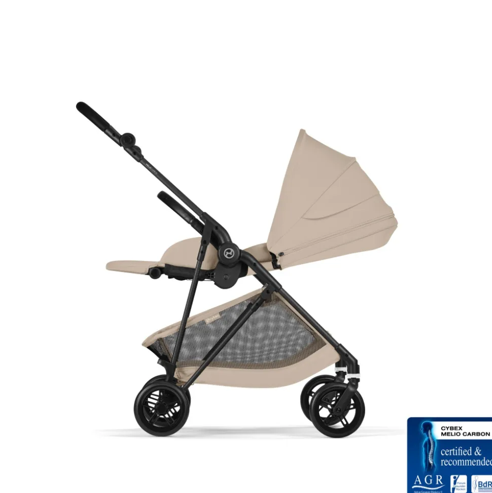 Poussette trio melio carbon 6 almond beige avec siège auto cloud t i-size et nacelle