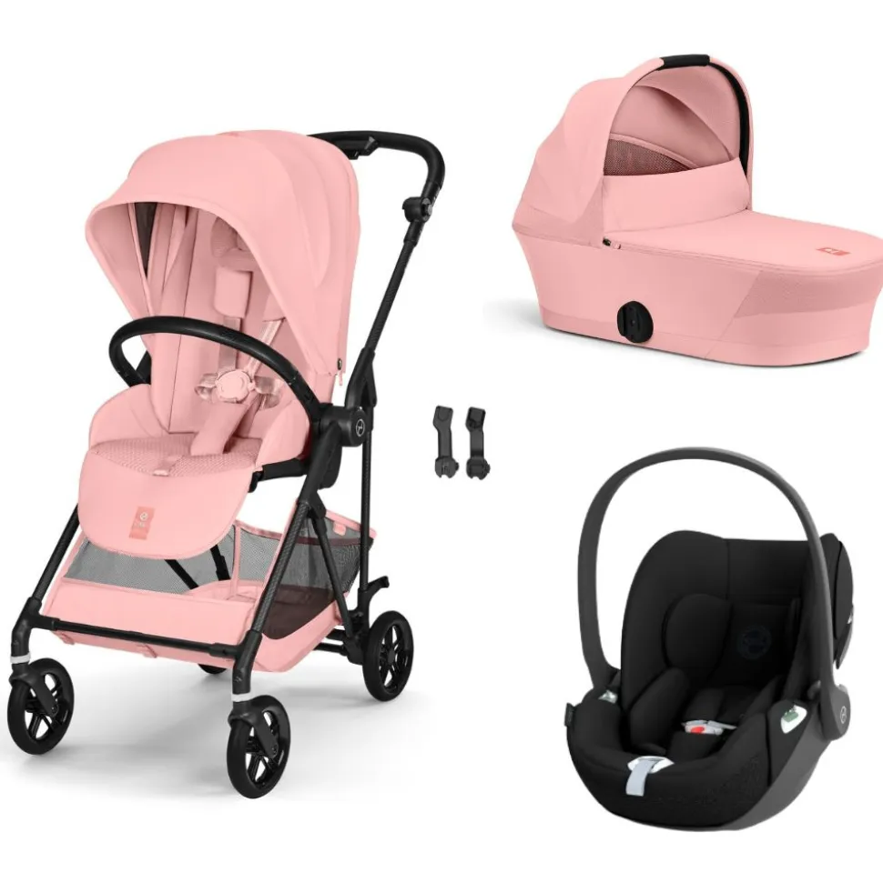 Poussette trio melio carbon 6 candy pink avec siège auto cloud t i-size et nacelle