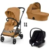 Poussette trio melio carbon 6 cinnamon yellow avec siège auto aton b2 i-size et nacelle
