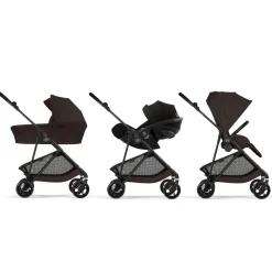 Poussette trio melio carbon 6 chocolate brown avec siège auto cloud t i-size et nacelle