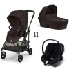 Poussette trio melio carbon 6 chocolate brown avec siège auto aton b2 i-size et nacelle