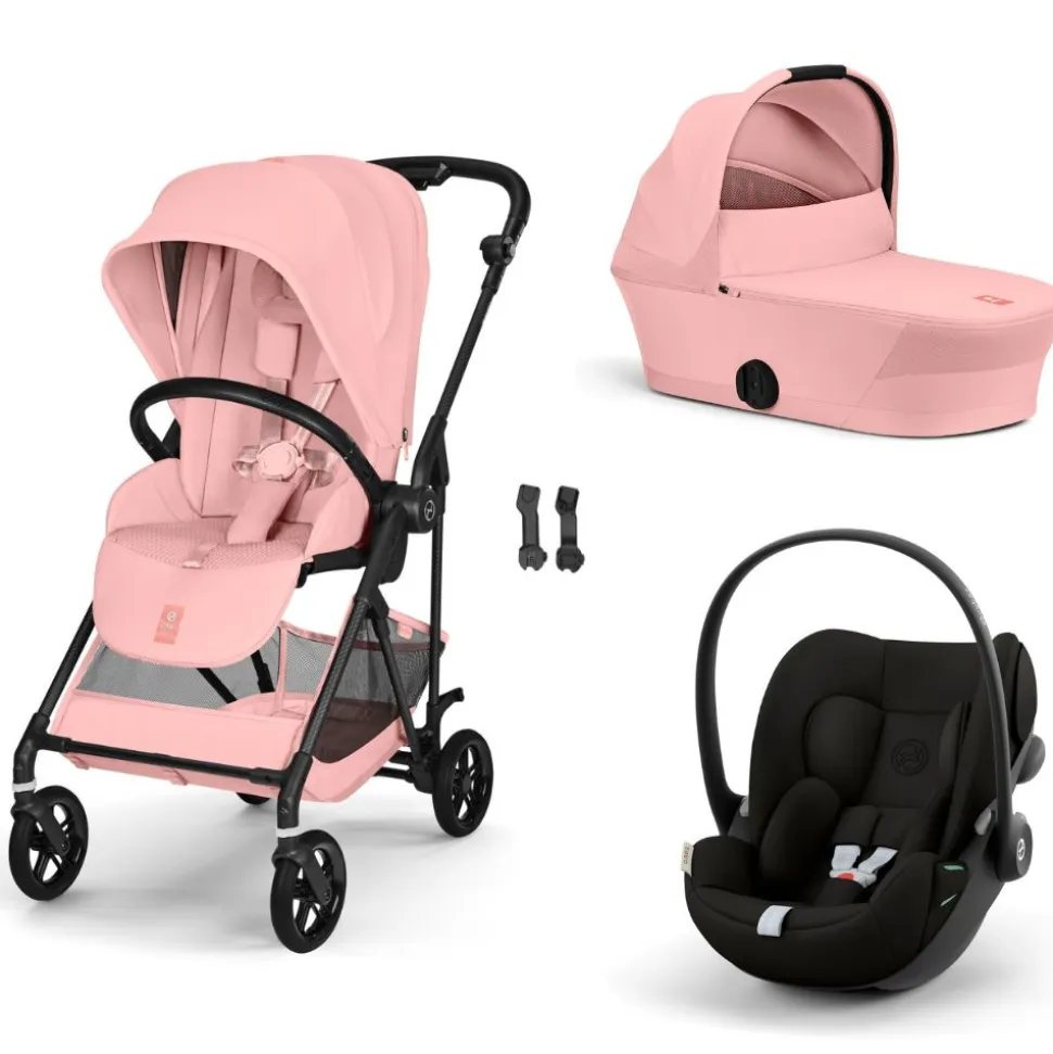 Poussette trio melio carbon 6 candy pink avec siège auto cloud g i-size et nacelle