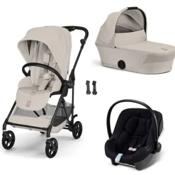 Poussette trio melio carbon 6 dune grey avec siège auto aton b2 i-size et nacelle