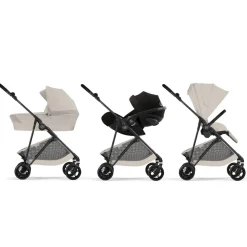 Poussette trio melio carbon 6 dune grey avec siège auto aton b2 i-size et nacelle