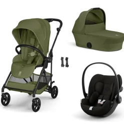 Poussette trio melio carbon 6 moss green avec siège auto cloud g i-size et nacelle