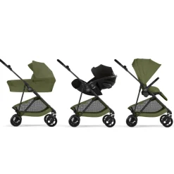Poussette trio melio carbon 6 moss green avec siège auto cloud g i-size et nacelle