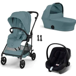 Poussette trio melio carbon 6 stormy blue avec siège auto aton b2 i-size et nacelle
