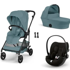 Poussette trio melio carbon 6 stormy blue avec siège auto cloud g i-size et nacelle