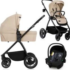 Poussette trio meril + nacelle + coque beige sand